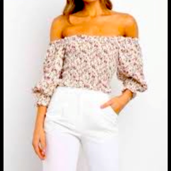 Petal and Pup Tops - Floral Off The Shoulder Crop Top